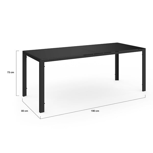 ID MARKET - Salon de jardin MADRID table 190 CM et 8 chaises empilables noires - large