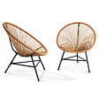 ID MARKET - Salon de jardin IZMIR table et 2 fauteuils oeuf cordage effet rotin - vignette
