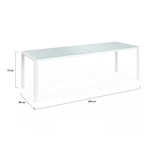 ID MARKET - Salon de jardin MADRID table 240 CM et 10 chaises empilables blanc et beige - large