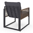 ID MARKET - Salon de jardin bas RIO 6 places structure métal gris anthracite, cordage effet rotin avec coussins gris - vignette