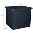 ID MARKET - Coffre de rangement métal verrouillable gris anthracite pour jardin 200L 68x62,5x63 cm - vignette