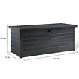 ID MARKET - Coffre de rangement métal verrouillable gris anthracite pour jardin 600L 165x70x63 cm - vignette