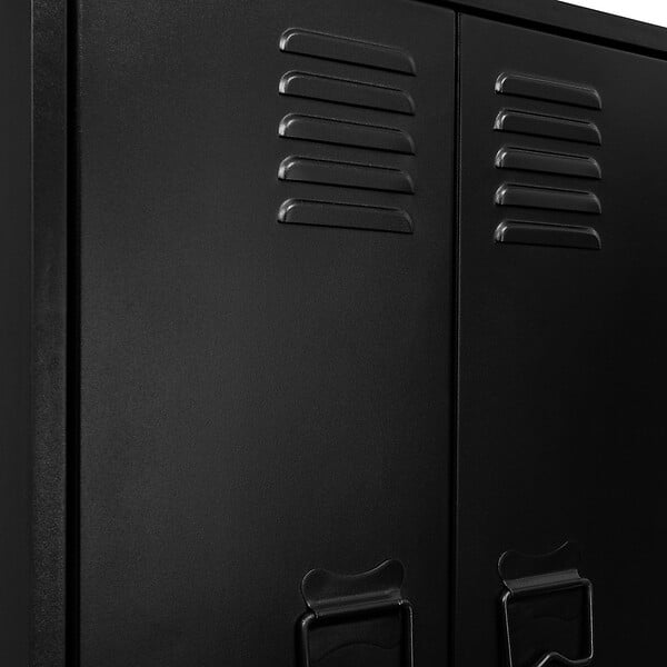 ID MARKET - Armoire murale ESTER 2 portes métal noir design industriel - large
