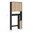 ID MARKET - Meuble étagère dessus WC WALLIS noir et bois façon hêtre - vignette