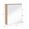 ID MARKET - Meuble de rangement suspendu avec miroir et étagères pour salle de bain TOMI façon hêtre et blanc - vignette