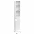 ID MARKET - Meuble colonne pivotante de salle de bain avec miroir, placard et étagères blanc ELIA - vignette