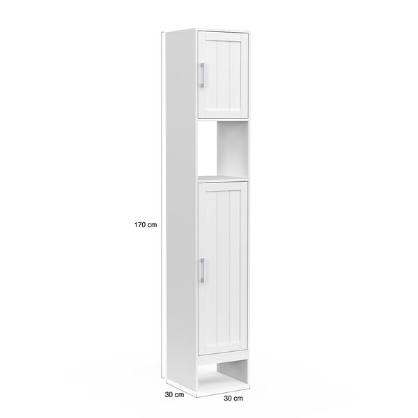 ID MARKET - Meuble colonne salle de bain WALDO 2 portes blanc - large