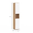 ID MARKET - Meuble colonne salle de bain suspendu TOMI 2 portes 1 niche façon hêtre et blanc - vignette