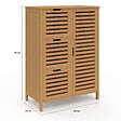 ID MARKET - Meuble de rangement salle de bain bambou BEA 3 tiroirs avec placard - vignette