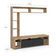 ID MARKET - Ensemble meuble TV et étagères 170 cm MALO bois et placard noir - vignette