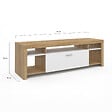 ID MARKET - Meuble TV 140 cm MALO bois et placard blanc - vignette