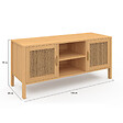 ID MARKET - Meuble TV 110 cm EDHEN 2 portes bois et cannage - vignette