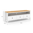 ID MARKET - Meuble TV 140 cm ACHILLE 3 tiroirs blanc et plateau bois - vignette