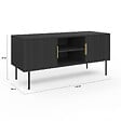 ID MARKET - Meuble TV 110 cm MARCEL 2 portes lattes tasseau bois noir - vignette