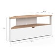 ID MARKET - Meuble TV 100 cm d'angle ELI bois façon hêtre et blanc - vignette