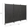 ID MARKET - Paravent intérieur et extérieur sur pieds 3 panneaux 250 x 180 cm gris anthracite séparateur store latéral - vignette