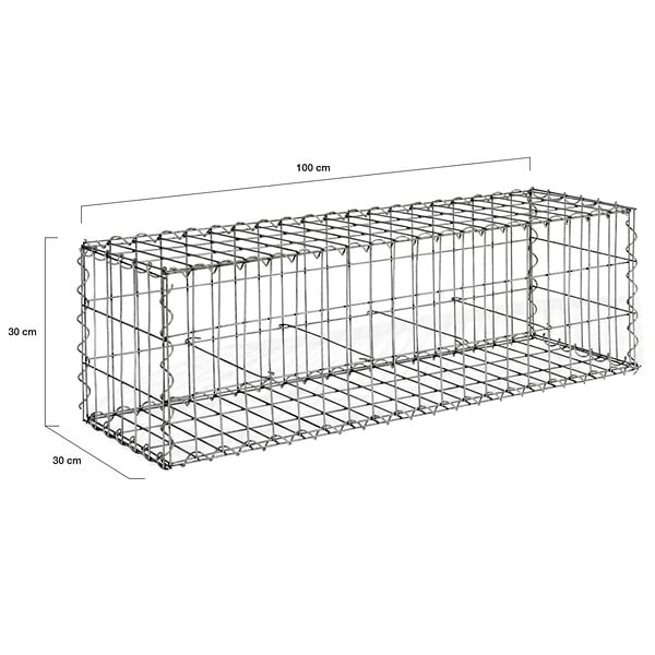 ID MARKET - Lot de 2 gabions pour pierre 100 x 30 x 30 cm - large