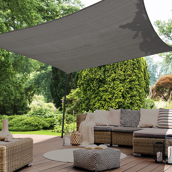 ID MARKET - Voile d'ombrage rectangulaire 4x6 M gris - large