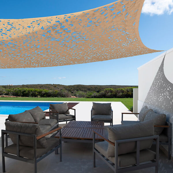 ID MARKET - Voile d'ombrage carré design ombrière camouflage 4x4 M sable - large