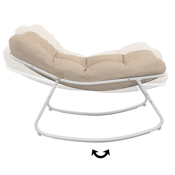 ID MARKET - Lot de 2 fauteuils de jardin à bascule ARONA blanc coussin beige - large