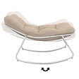 ID MARKET - Lot de 2 fauteuils de jardin à bascule ARONA blanc coussin beige - vignette