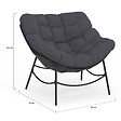 ID MARKET - Fauteuil de jardin relax LOA effet rotin gris et coussin gris - vignette
