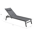 ID MARKET - Lot de 2 transats de jardin inclinables en aluminium SINTRA gris anthracite et noir - vignette