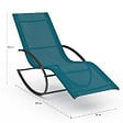 ID MARKET - Lot de 2 chaises longues - transat de jardin à bascule MALAWI gris anthracite et toile bleu canard - vignette