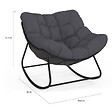 ID MARKET - Fauteuil de jardin à bascule LOA effet rotin gris avec coussin gris - vignette