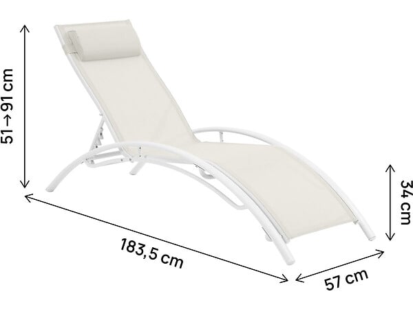 HABITAT ET JARDIN - Bain de soleil en aluminium "Beauty" - Phoenix - Ecru - Lot de 2 - large