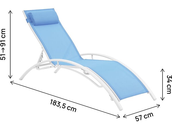 HABITAT ET JARDIN - Bain de soleil en aluminium "Beauty" - Phoenix - Bleu - Lot de 2 - large