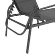 ID MARKET - Lot de 2 transats de jardin inclinables FIDJI en acier gris anthracite et toile grise - vignette