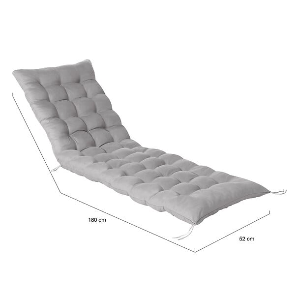 ID MARKET - Lot de 2 coussins universels de transat ADAM 180 cm gris - large
