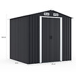 ID MARKET - Abri de jardin 3,7M² gris en acier galvanisé avec base - vignette