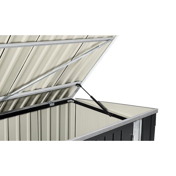 ID MARKET - Abri de jardin en métal effet bois verrouillable multi-rangement pour stockage vélos, outils, poubelles - large