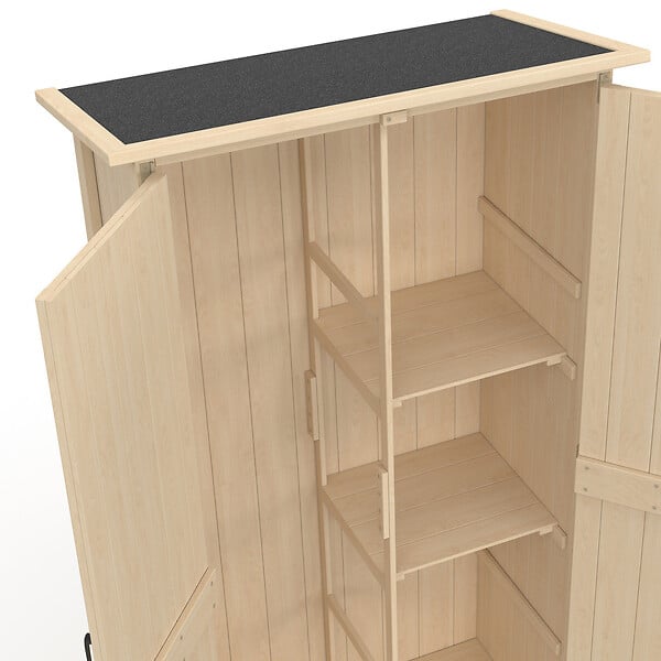 ID MARKET - Armoire de jardin en bois 90 x 50 x 160 cm avec toit incliné double porte et étagères - large