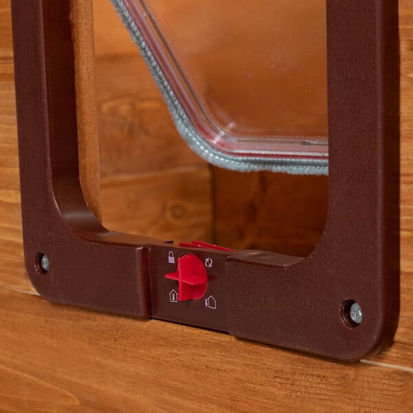 ID MARKET - Niche autochauffante en bois pour chat avec porte et fenêtre - large