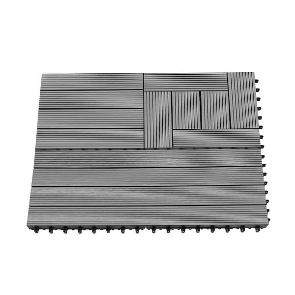 ID MARKET - Lot de 5 dalles de terrasse rectangulaire WODHY clipsables bois composite gris 60 x 30 cm - large