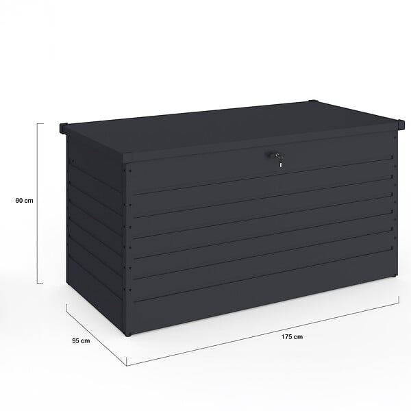 ID MARKET - Coffre de rangement métal verrouillable gris anthracite pour jardin 1250L 175x95x90 cm - large