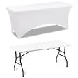 ID MARKET - Housse blanche pour table pliante 180 CM - vignette