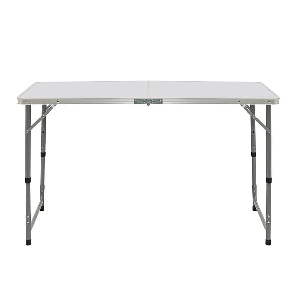 ID MARKET - Table de camping pliante réglable en hauteur 120 cm et 4 tabourets blanc - large