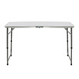 ID MARKET - Table de camping pliante réglable en hauteur 120 cm et 4 tabourets blanc - vignette