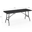 ID MARKET - Table pliante d'appoint portable 180 cm pour camping ou réception imitation bois noir - vignette