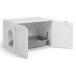 ID MARKET - Maison de toilette chat cache-litière avec doubles portes blanc - vignette