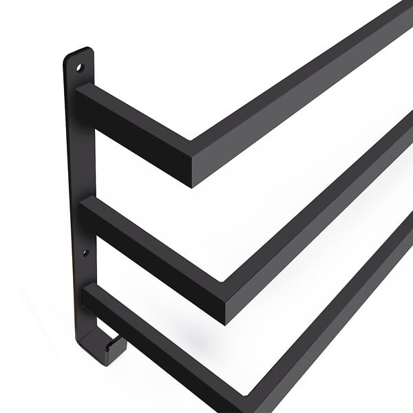 ID MARKET - Porte-serviettes mural 3 niveaux DALLAS métal noir design industriel - large