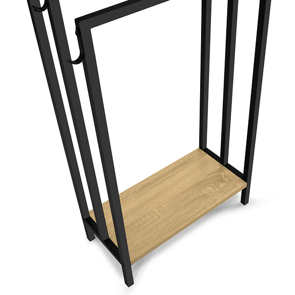 ID MARKET - Porte-serviettes sur pied 3 niveaux DETROIT avec étagère design industriel - large
