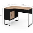 ID MARKET - Bureau d'angle ROB noir et façon hêtre niche de rangement et porte design industriel - vignette