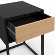 ID MARKET - Lot de 2 tables de chevet ERNEST 1 tiroir et 1 niche noir et façon hêtre - vignette