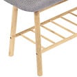ID MARKET - Banc d'entrée chaussures capitonné bambou RITA tissu gris clair - vignette
