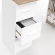 ID MARKET - Bureau droit MAE 3 tiroirs avec étagères de rangement blanc et bois - vignette